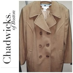 Chadwicks, Size 16W, 100% Wool Cream/Tan Pea Coat